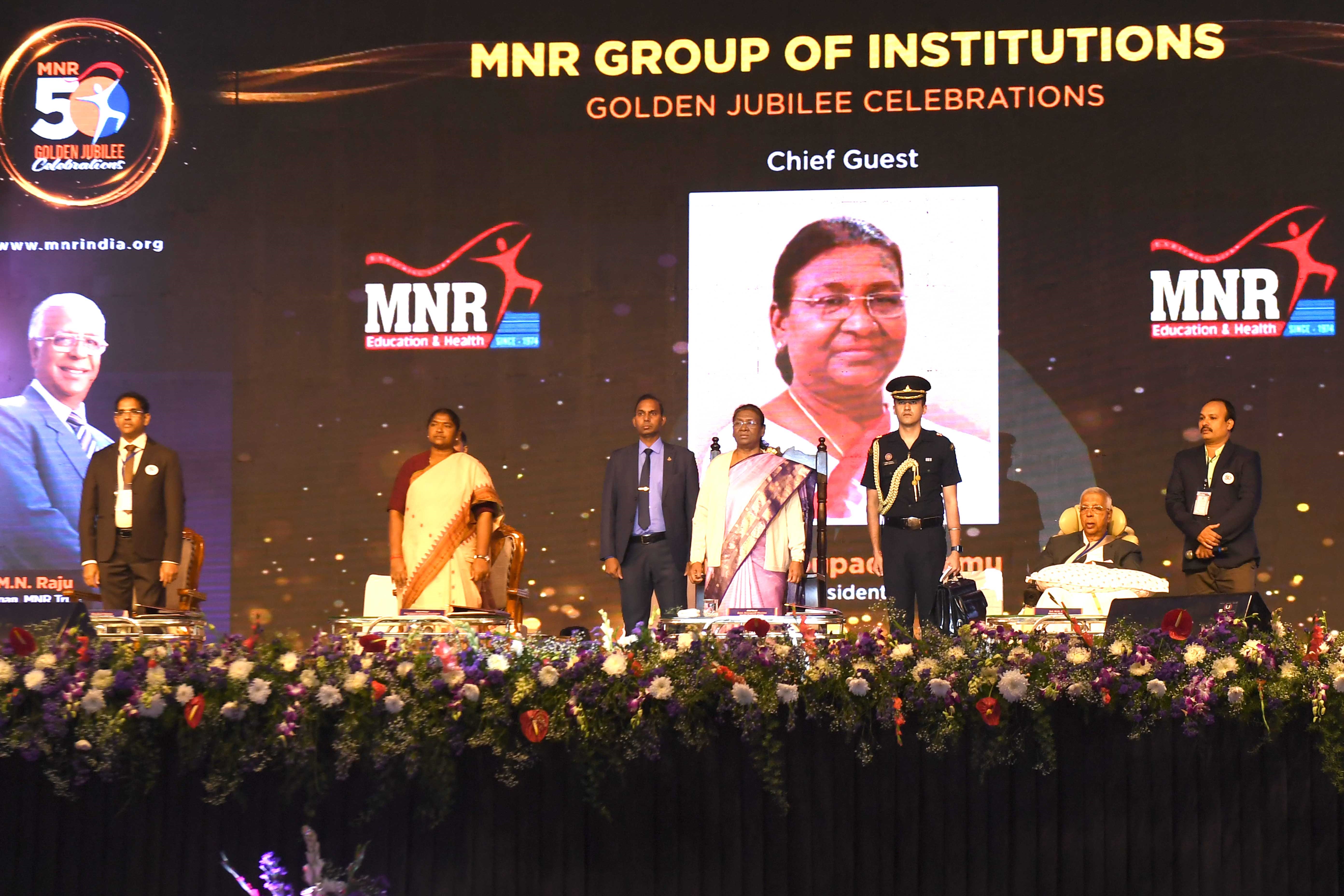The President of India, Smt Droupadi Murmu graced the golden jubilee celebrations of MNR Educational Trust at Hyderabad on December 20, 2023. 