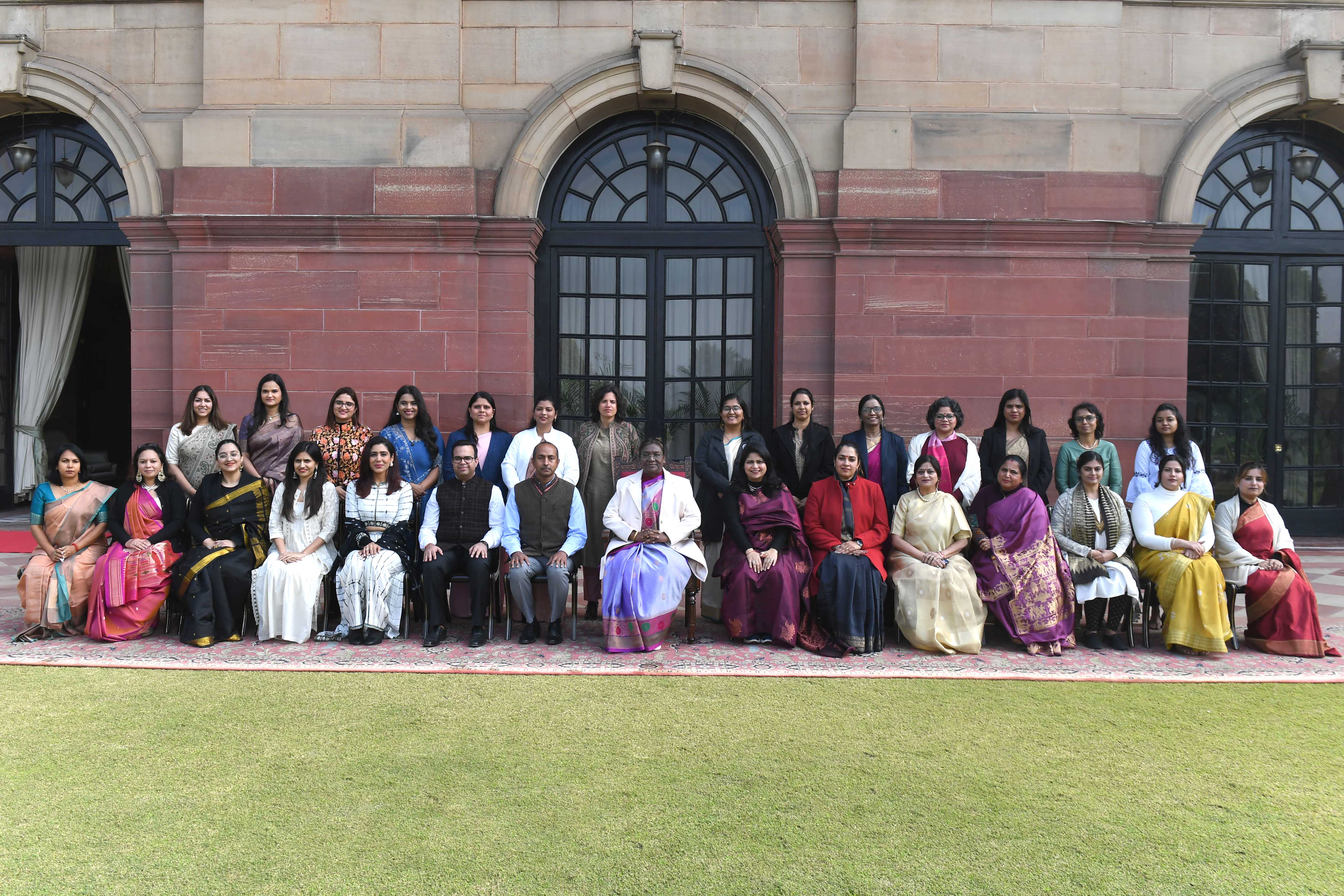 The President of India, Smt Droupadi Murmu interacted with a group of women who are founders and co-founders of leading start-ups and unicorns at Rashtrapati Bhavan on January 18, 2024.