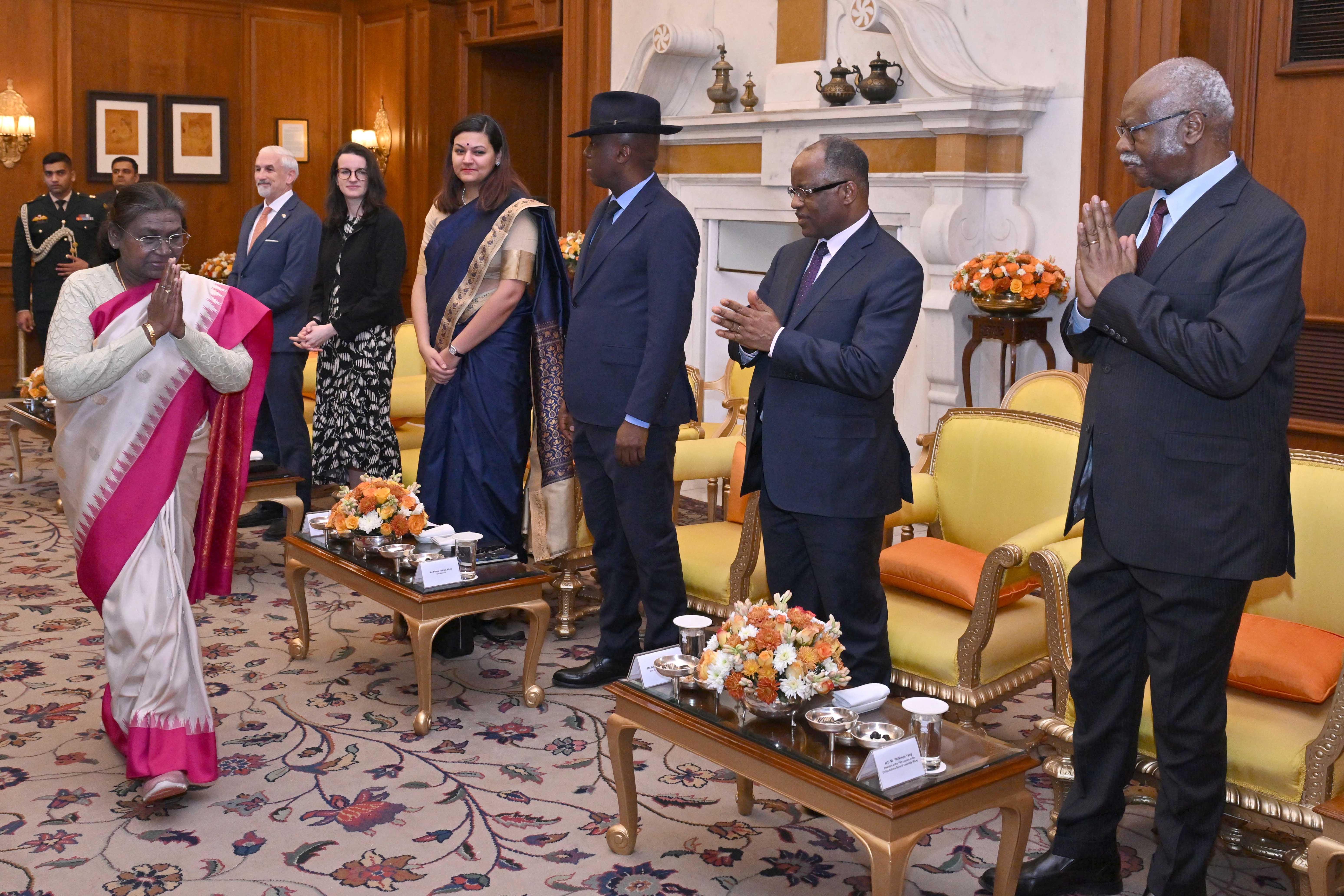 H.E. Mr Philemon Yang, President of the 79th session of the United Nations General Assembly (UNGA) called on the President of India, Smt Droupadi Murmu at Rashtrapati Bhavan on February 6, 2025.