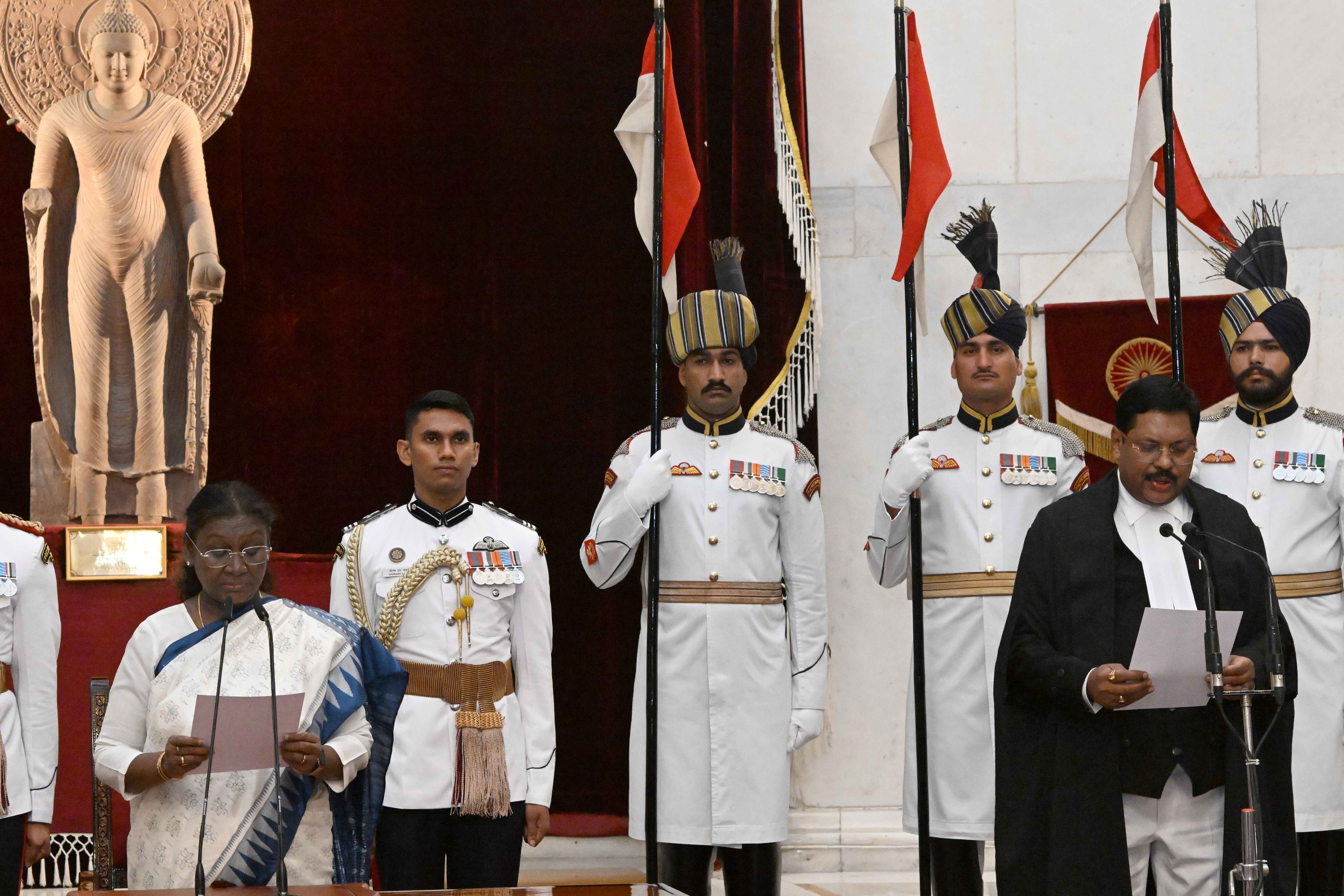 At a ceremony held on May 14, 2025 at 1000 hrs in the Ganatantra Mandap, Rashtrapati Bhavan, Shri Justice Bhushan Ramkrishna Gavai was sworn in as the Chief Justice of the Supreme Court of India.