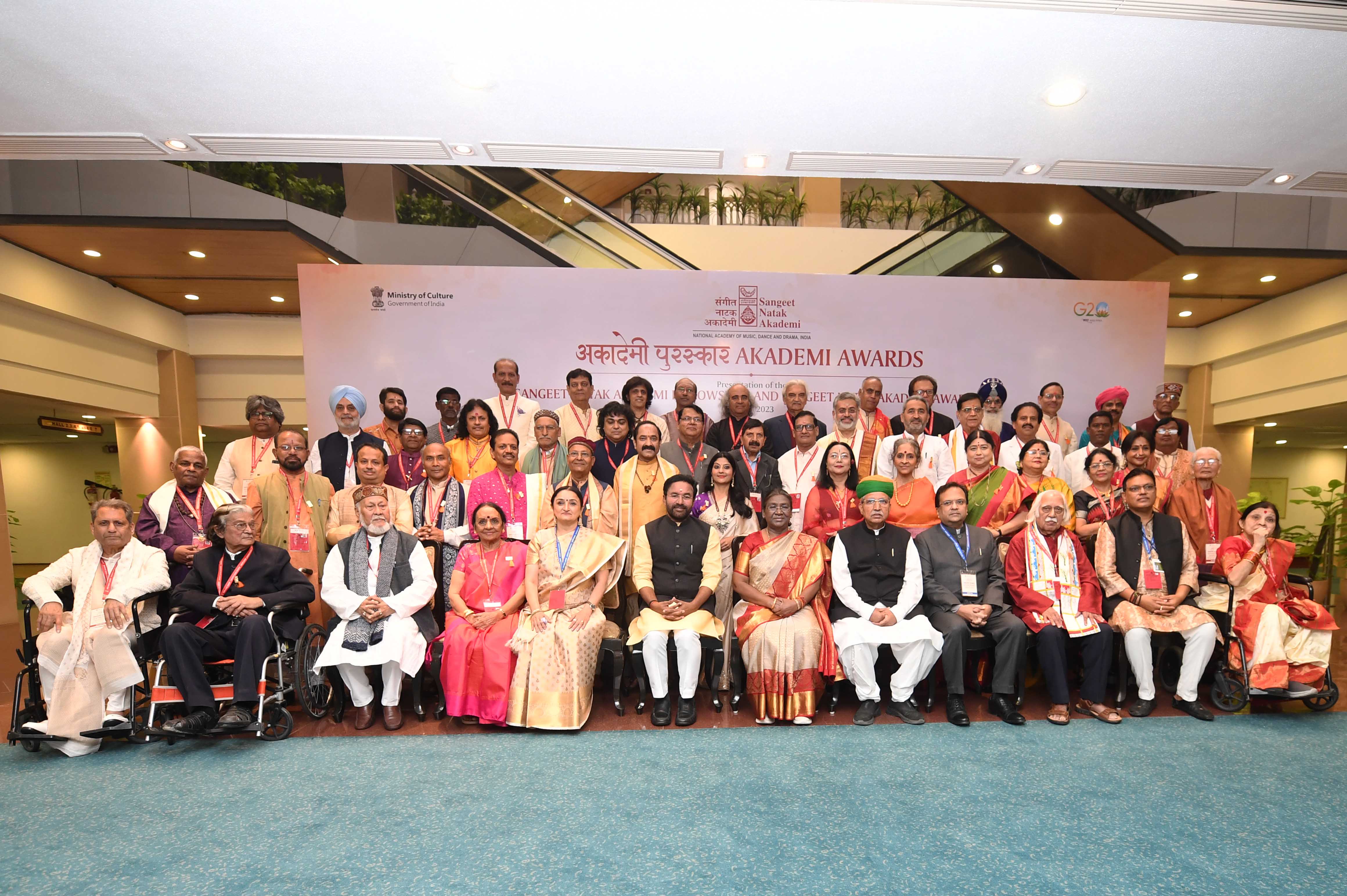 The President of India, Smt Droupadi Murmu presented Sangeet Natak Akademi Fellowships and Awards for the year 2022 and 2023 in New Delhi on March 6, 2024.