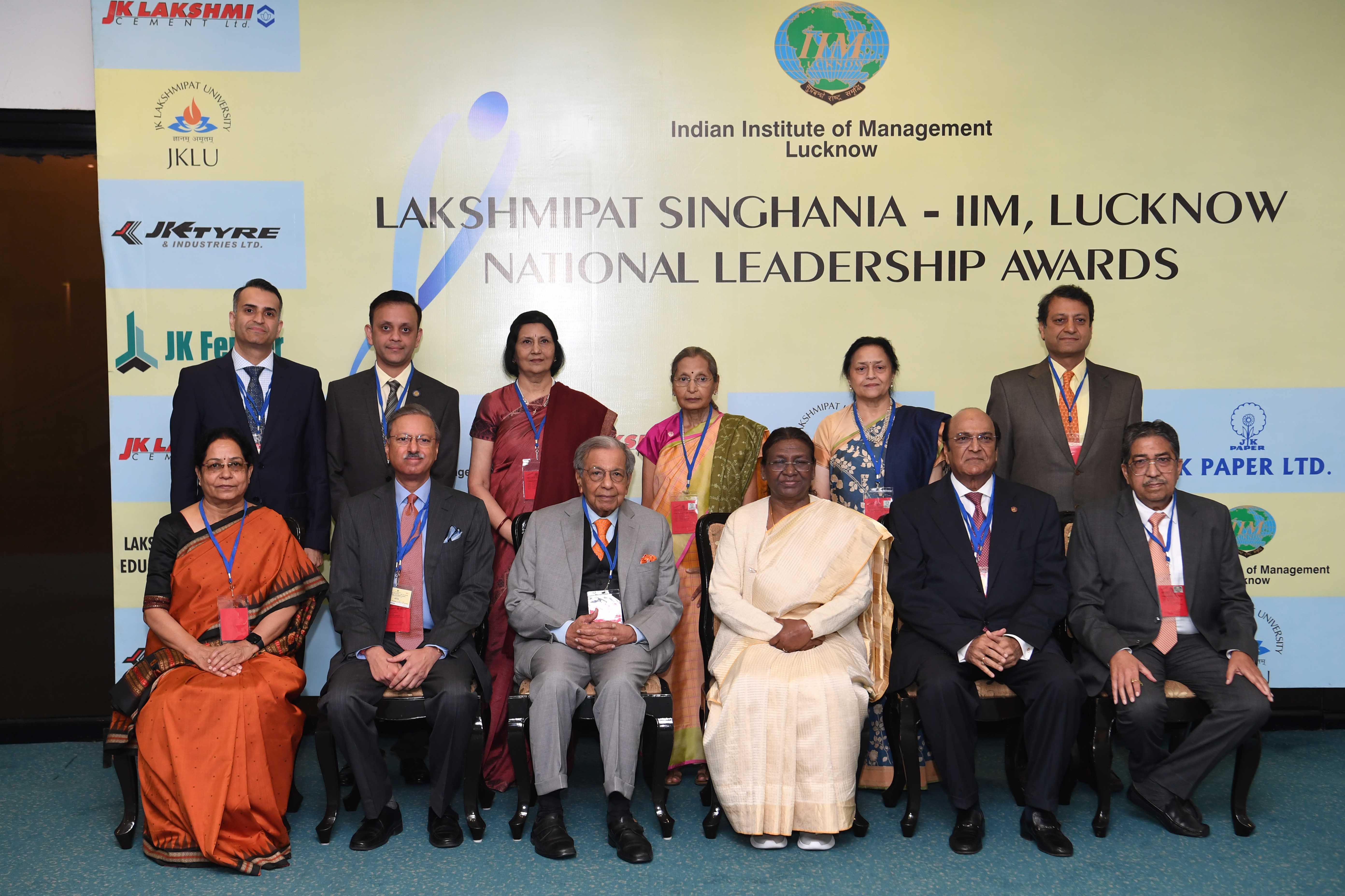 The President of India, Smt Droupadi Murmu presented the Lakshmipat Singhania – IIM Lucknow National Leadership Awards  in New Delhi on December 7, 2023.