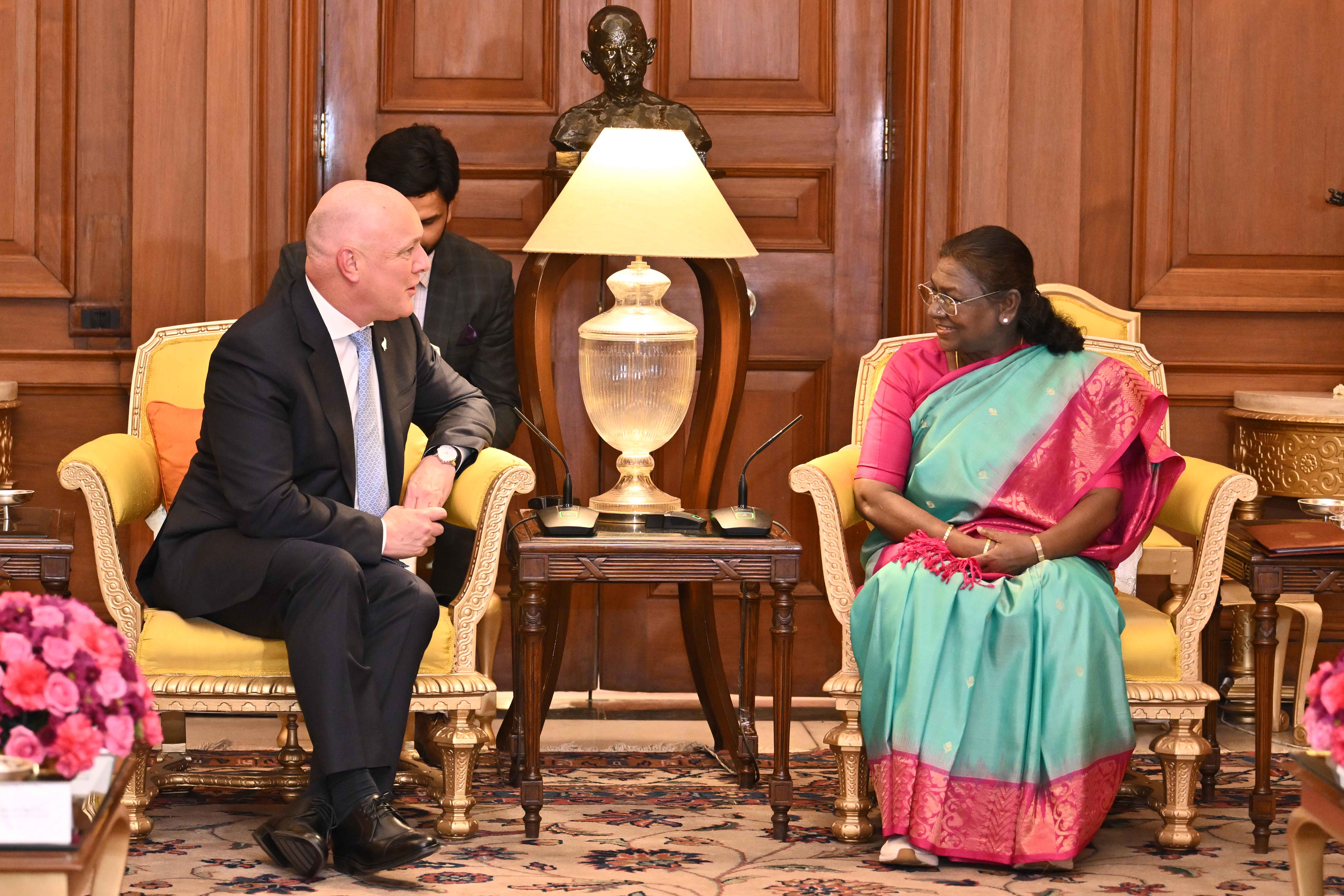 The Prime Minister of New Zealand, The Right Honourable Christopher Luxon called on the President of India, Smt. Droupadi Murmu at Rashtrapati Bhavan on March 17, 2025.