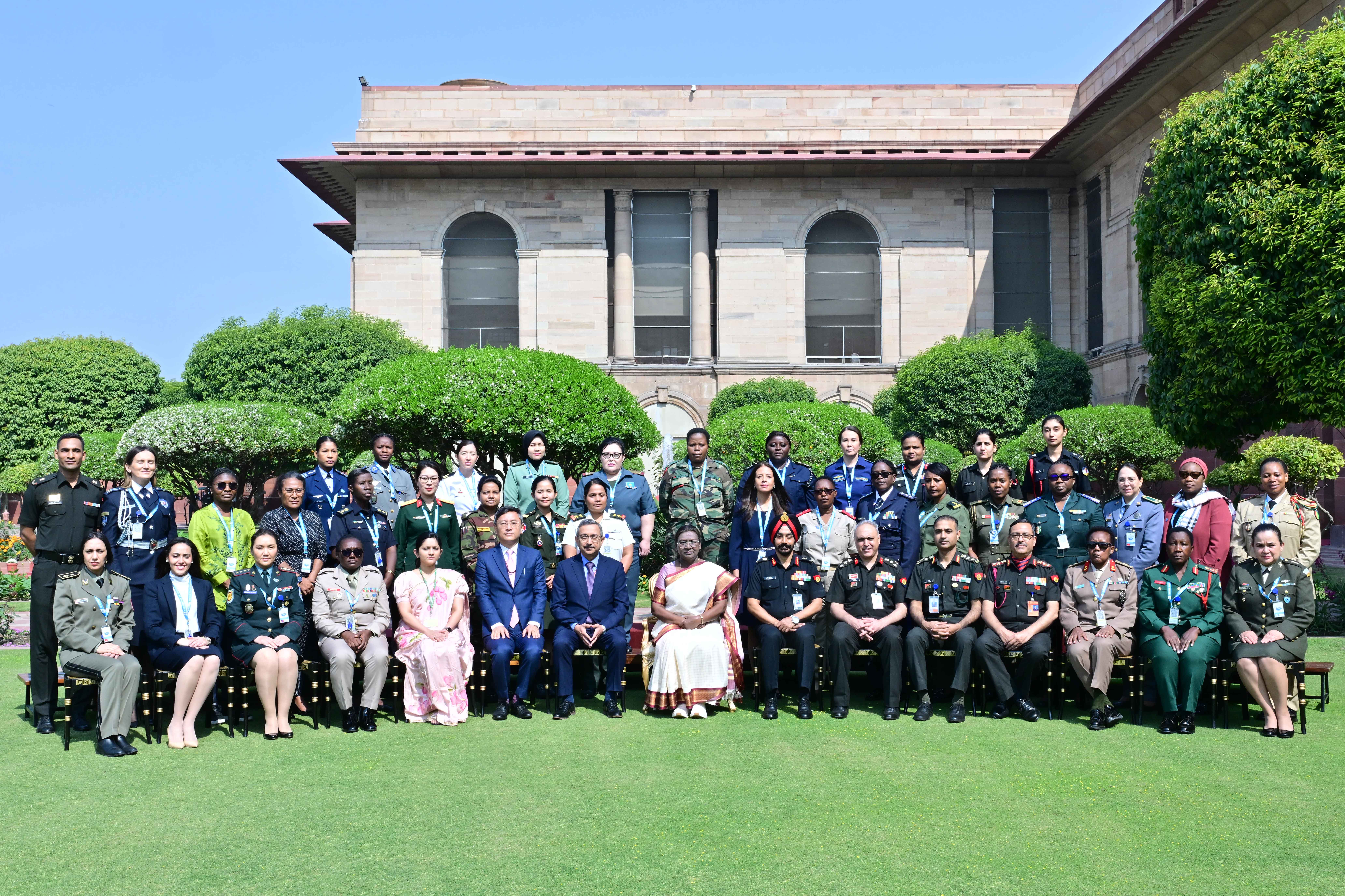 A group of participants in the Conference for Women Peacekeepers of the Global South called on the President of India, Smt Droupadi Murmu, at Rashtrapati Bhavan on February 24, 2025.