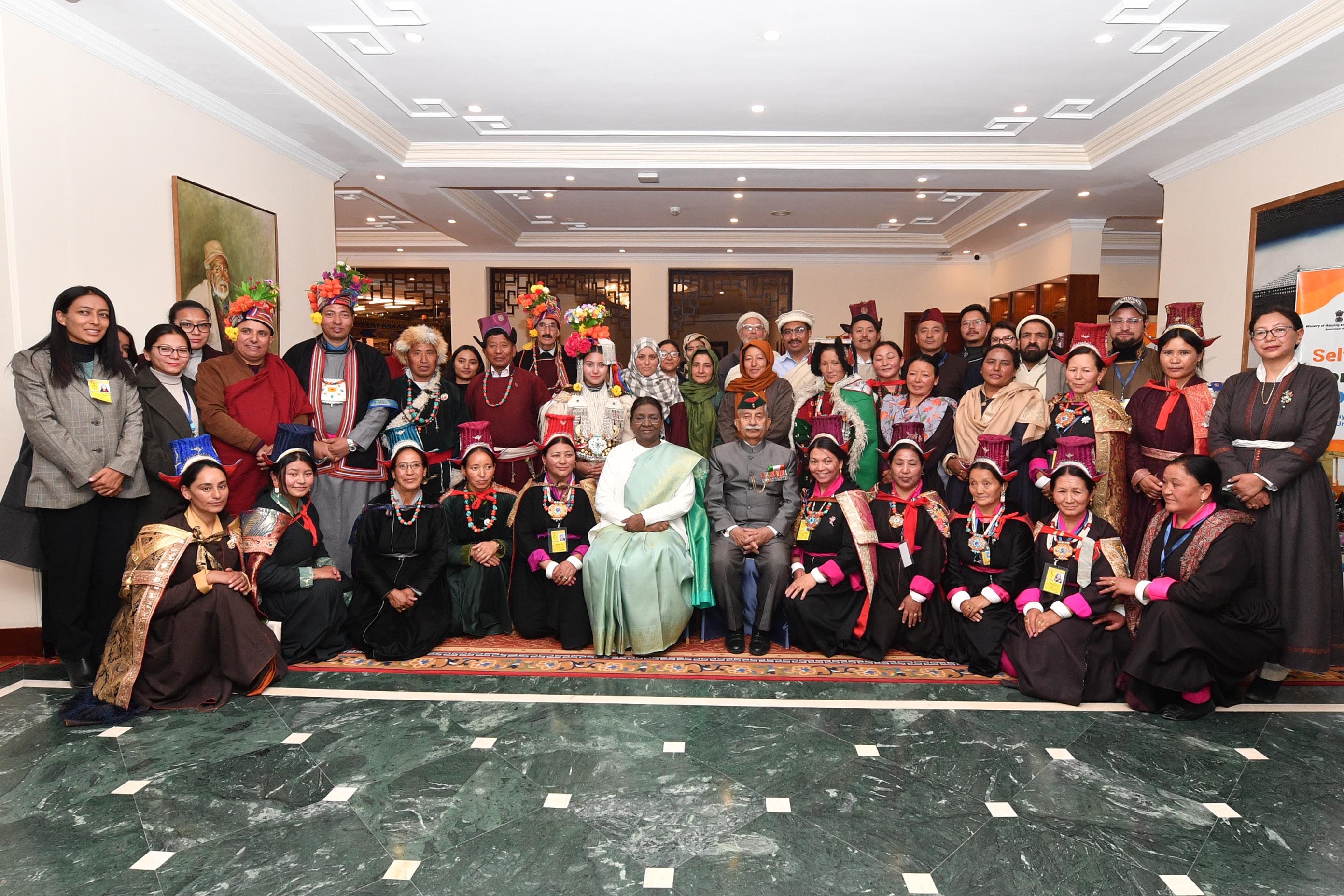 The President of India, Smt Droupadi Murmu interacted with members of local tribal groups and Self Help Groups of Ladakh on November 1, 2023.
