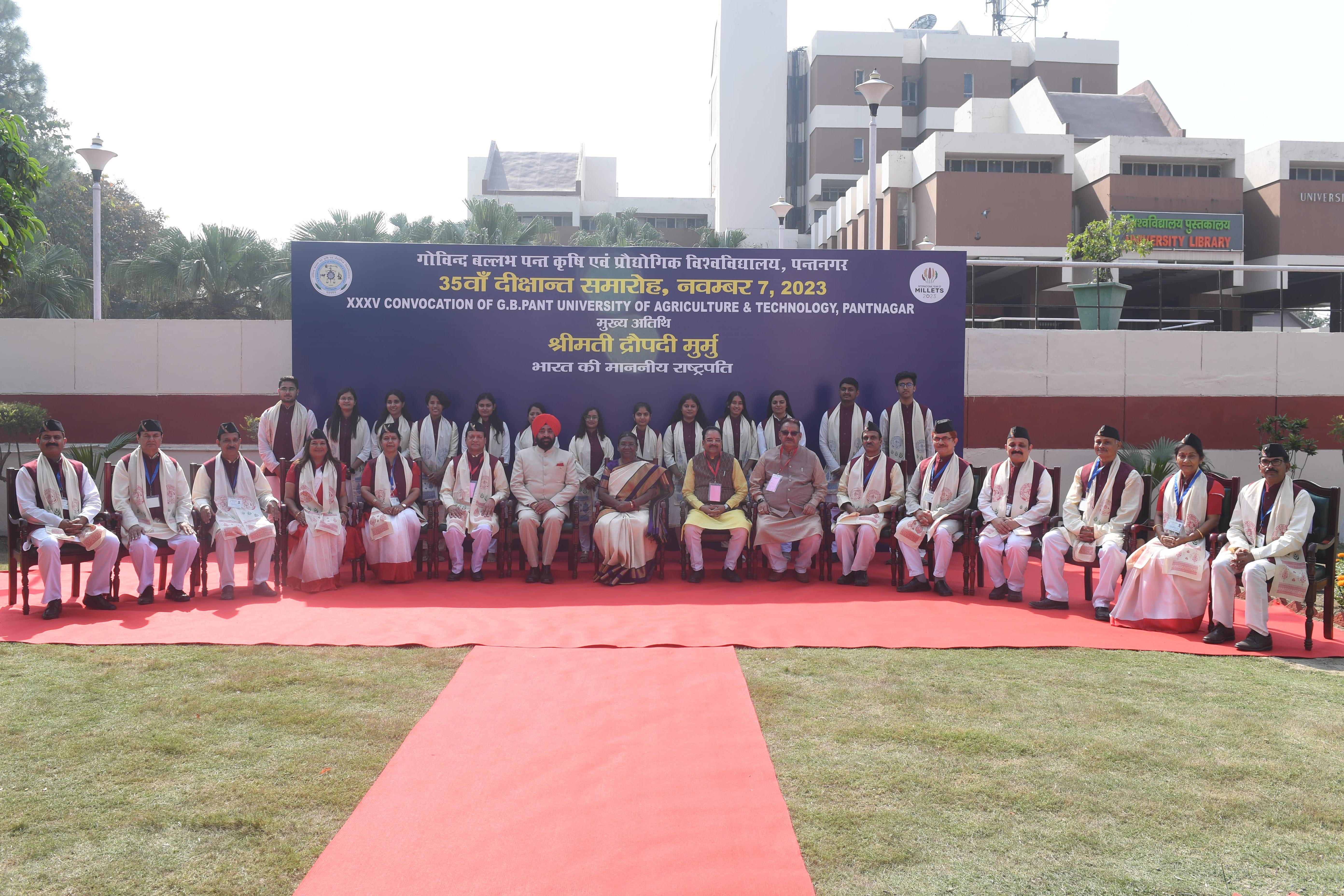The President of India, Smt Droupadi Murmu graced and addressed the  35th convocation of Govind Ballabh Pant University of Agriculture & Technology at Pantnagar, Uttarakhand  on November 7, 2023.