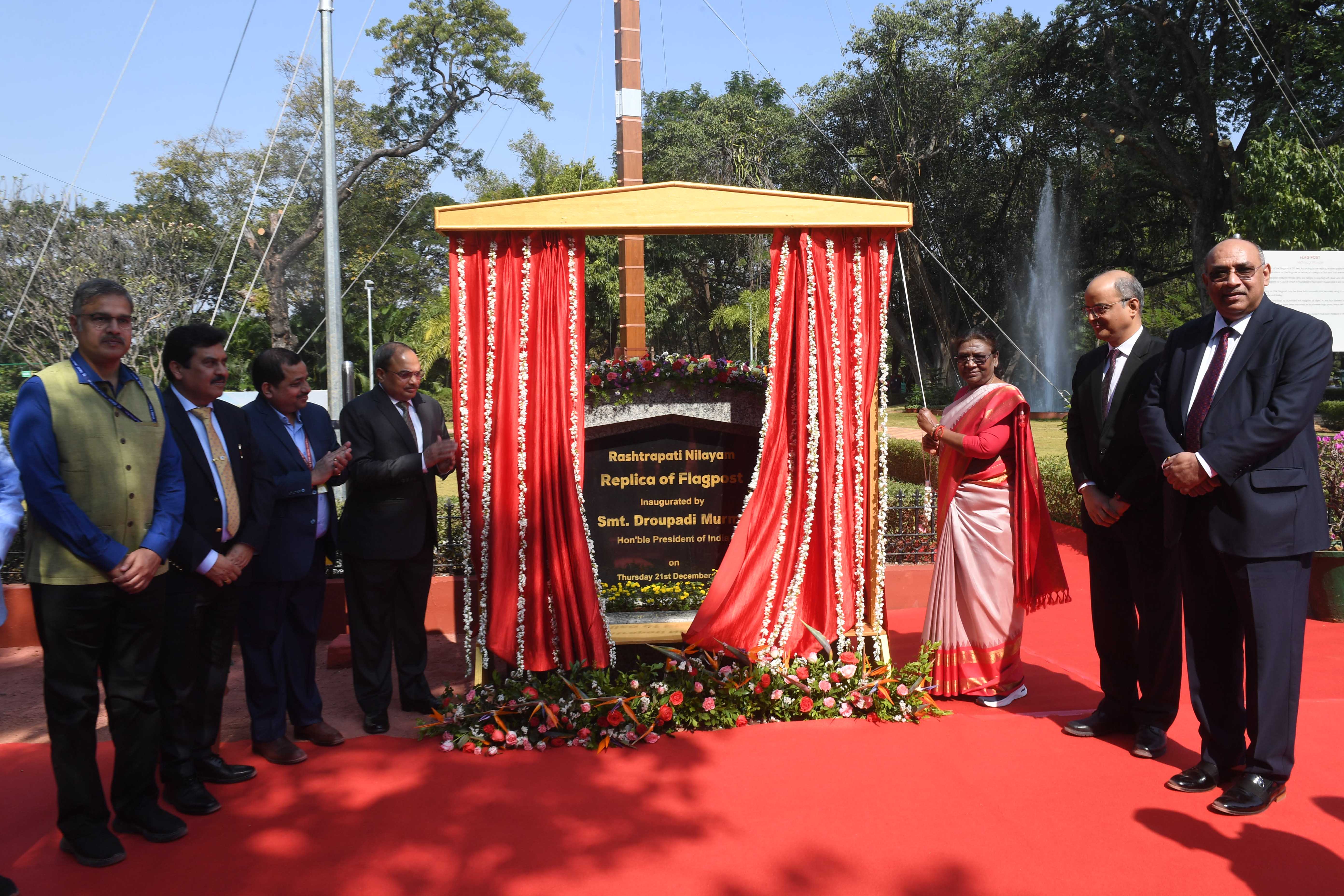 The President of India, Smt Droupadi Murmu inaugurated A replica of a historic Flag Post at Rashtrapati Nilayam on December 21, 2023. 