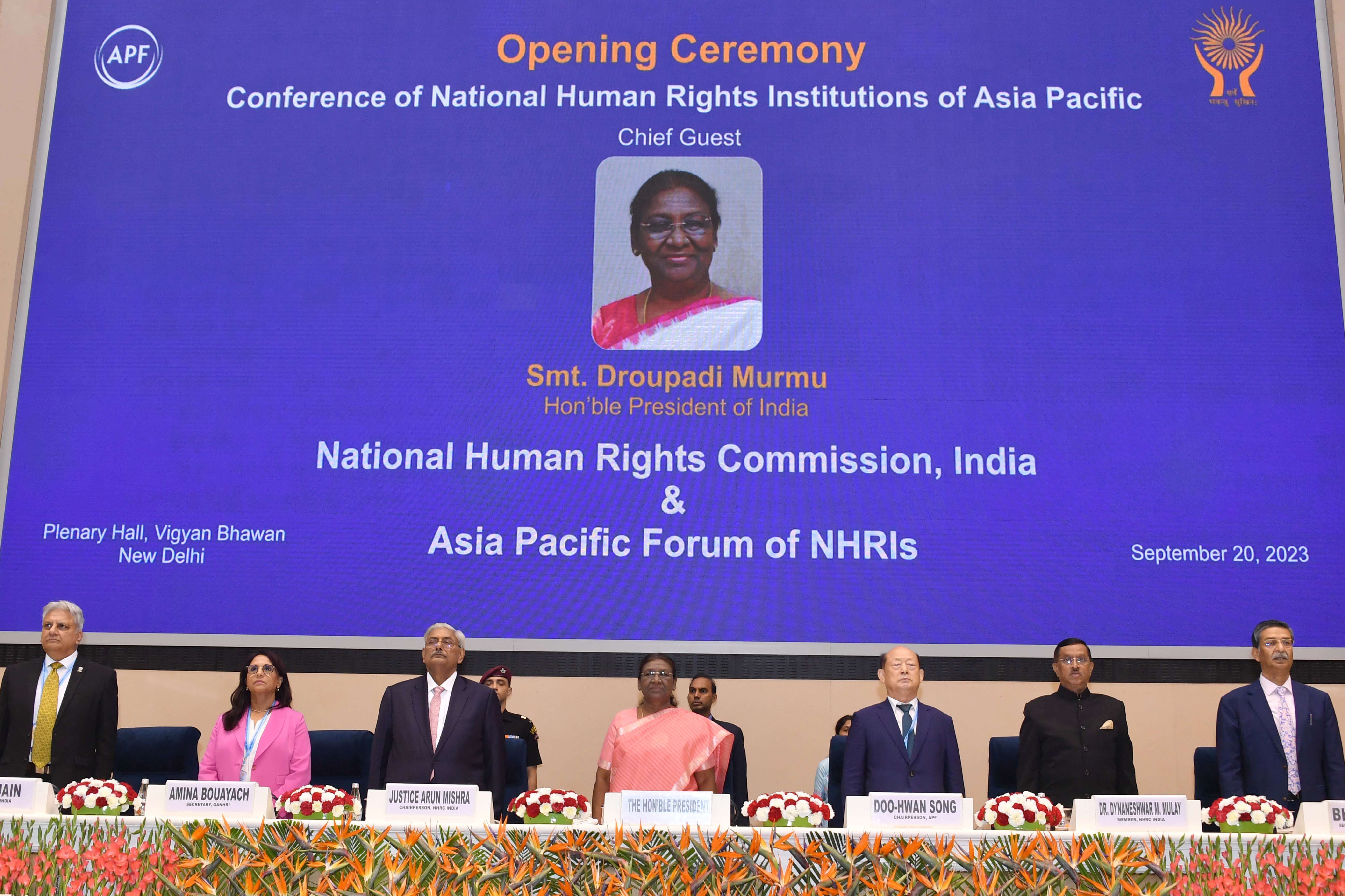 The President of India, Smt Droupadi Murmu inaugurated Annual General Meeting and Biennial Conference of the Asia Pacific Forum on Human Rights in New Delhi, on September 20, 2023.