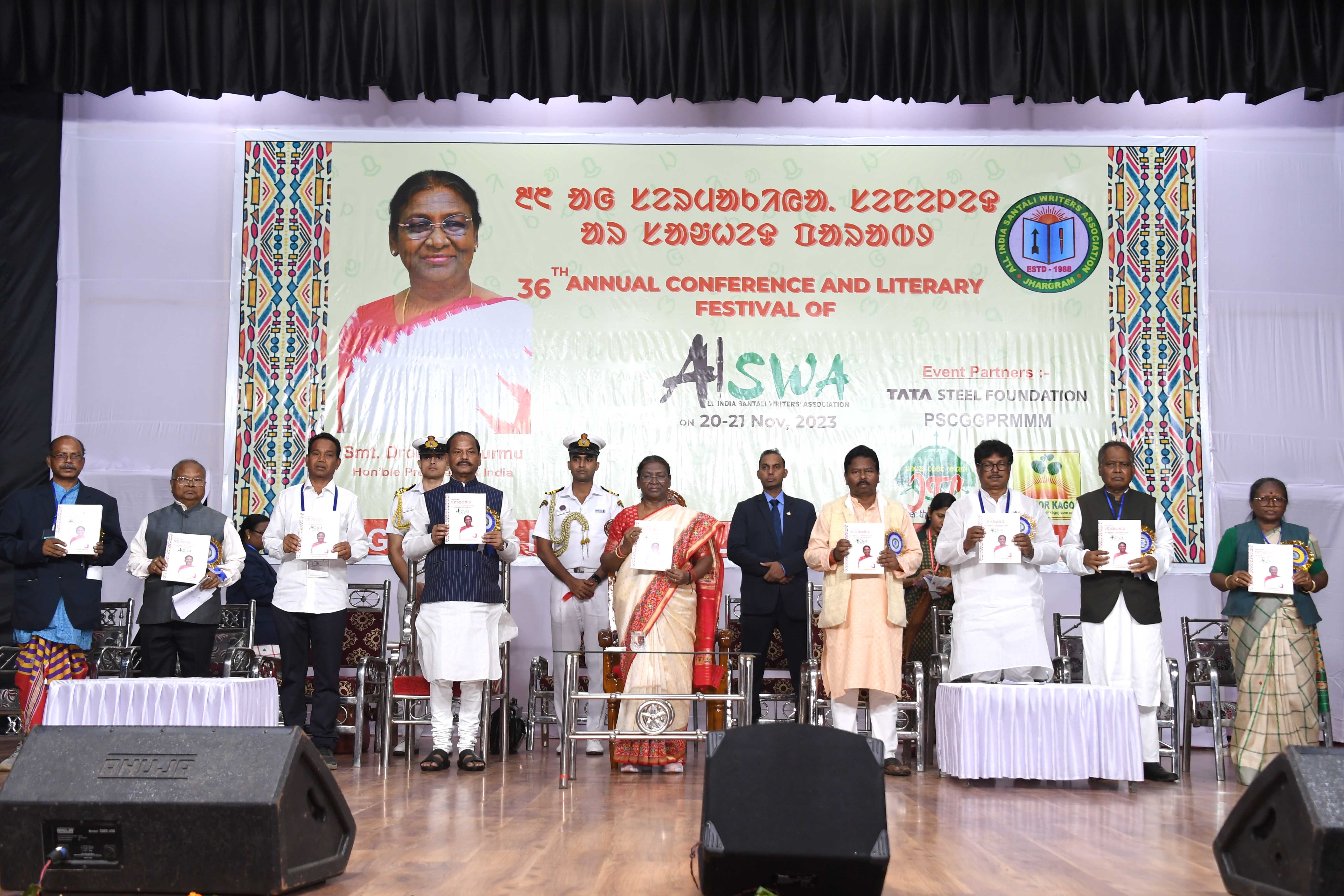 The President of India, Smt Droupadi Murmu graced the inaugural session of the 36th Annual Conference and Literary Festival of All India Santali Writers’ Association at Baripada, Odisha on November 20, 2023.