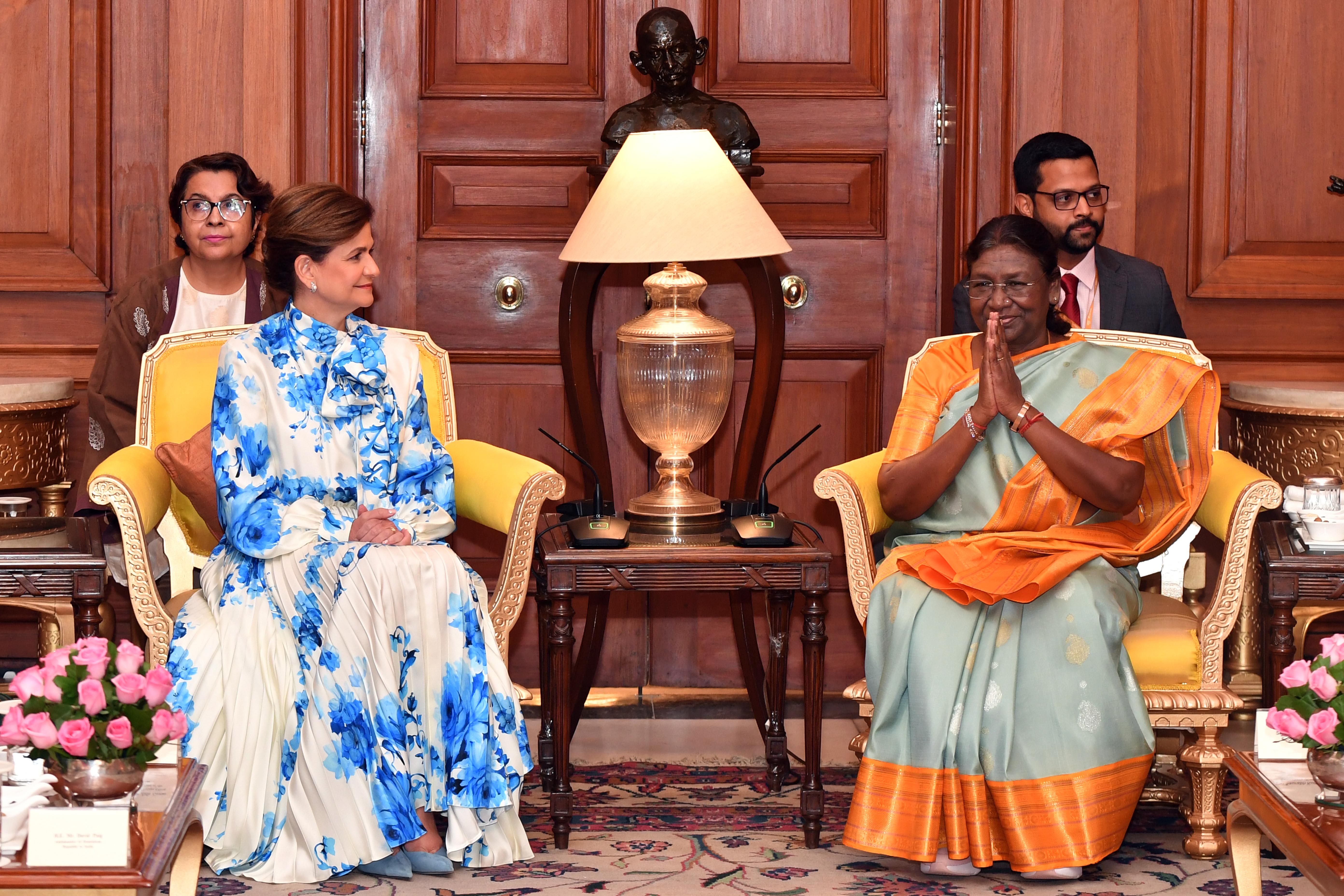 The Vice President of Dominican Republic, H.E. Ms Raquel Peña Rodríguez called on the President of India, Smt Droupadi Murmu at Rashtrapati Bhavan on October 3, 2023.