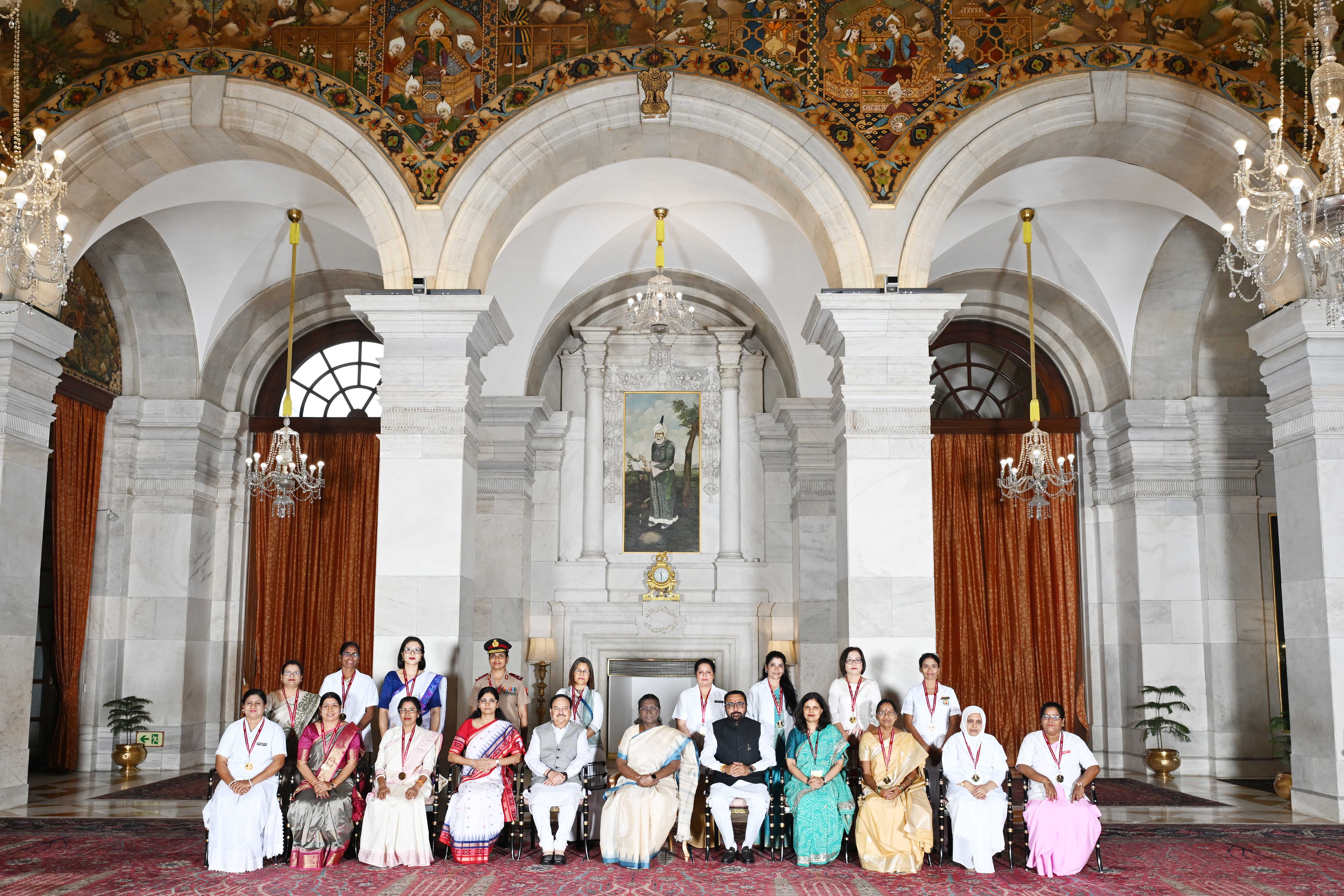 The President of India, Smt Droupadi Murmu presented the National Florence Nightingale Awards for the year 2025 to the nurses at a function held at Rashtrapati Bhavan on May 30, 2025.