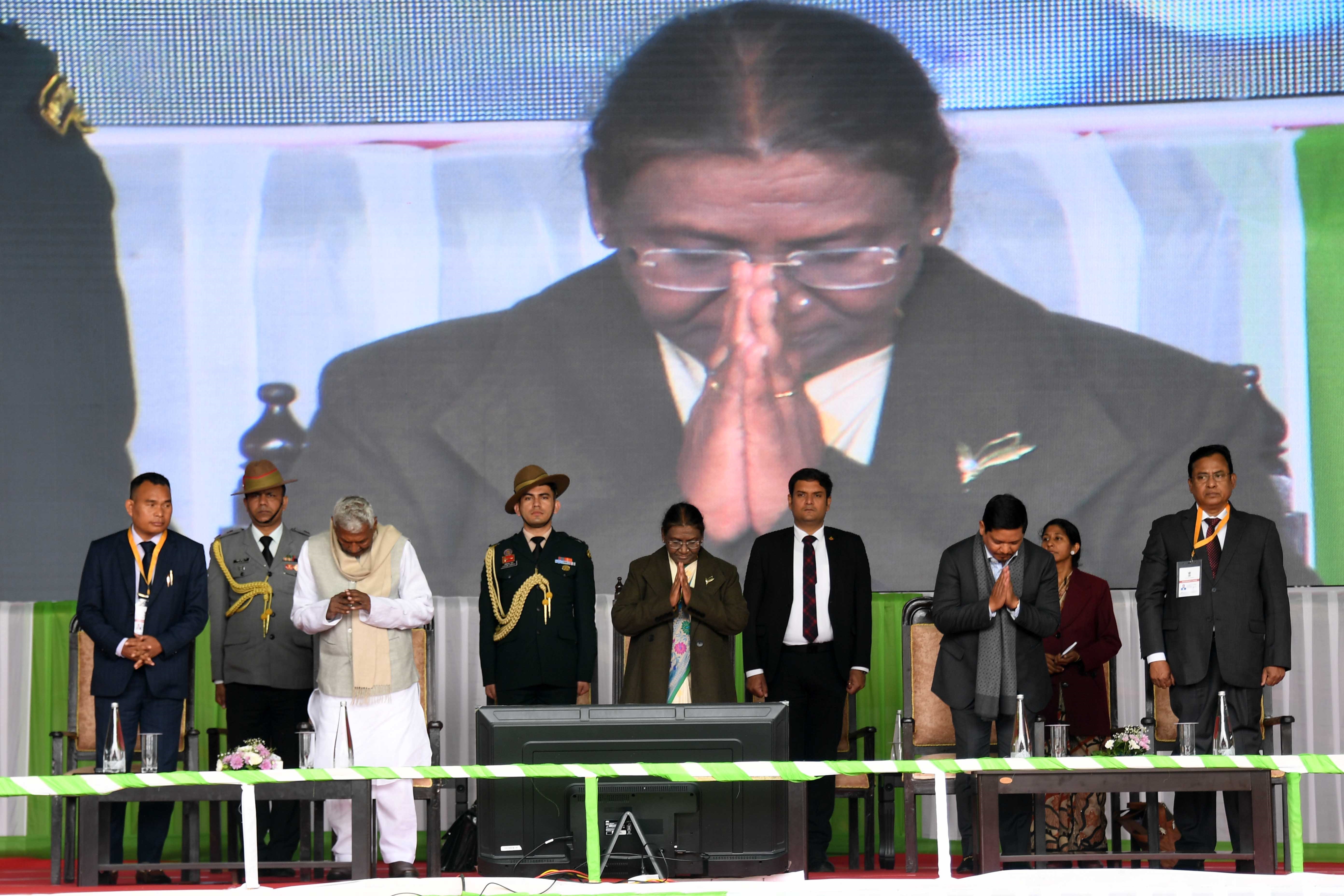 The President of India, Smt Droupadi Murmu interacted with  the members of Self Help Groups at Baljek Airport, Tura, Meghalaya on January 16, 2024.