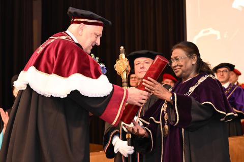 Constantine The Philosopher University confers Honorary Causa on President Droupadi Murmu in Nitra, Slovakia on 10 Apr 2025