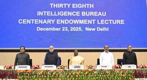 President Droupadi Murmu delivers IB Centenary Endowment Lecture at Vigyan Bhavan, New Delhi on 23 Dec 2025 